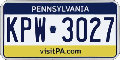 PA license plate KPW3027