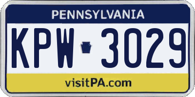 PA license plate KPW3029