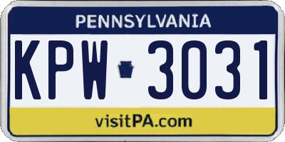 PA license plate KPW3031