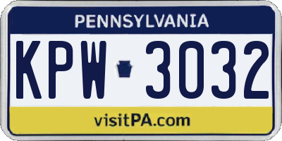 PA license plate KPW3032