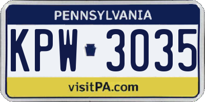 PA license plate KPW3035