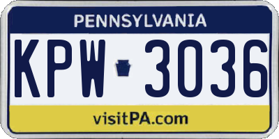 PA license plate KPW3036