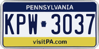PA license plate KPW3037