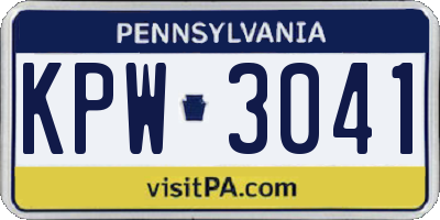 PA license plate KPW3041