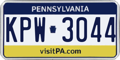 PA license plate KPW3044