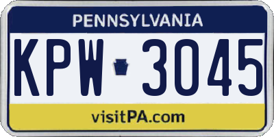 PA license plate KPW3045