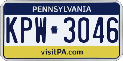 PA license plate KPW3046