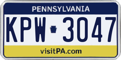 PA license plate KPW3047