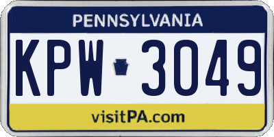 PA license plate KPW3049