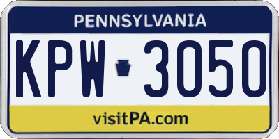 PA license plate KPW3050