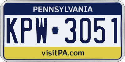 PA license plate KPW3051