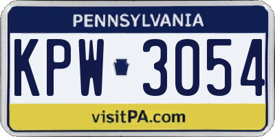 PA license plate KPW3054