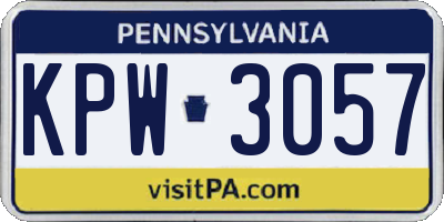 PA license plate KPW3057