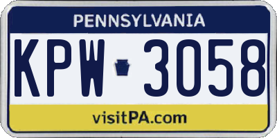 PA license plate KPW3058