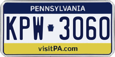 PA license plate KPW3060