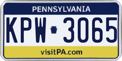 PA license plate KPW3065