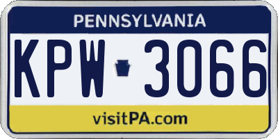 PA license plate KPW3066