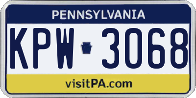 PA license plate KPW3068
