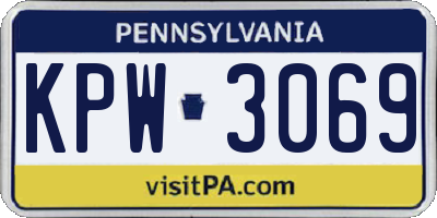 PA license plate KPW3069