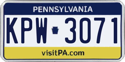PA license plate KPW3071