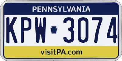 PA license plate KPW3074