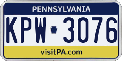 PA license plate KPW3076