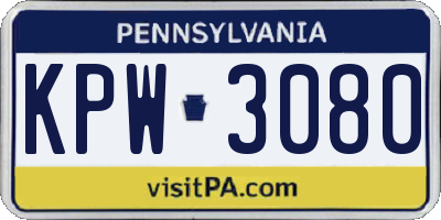 PA license plate KPW3080