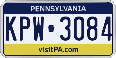 PA license plate KPW3084