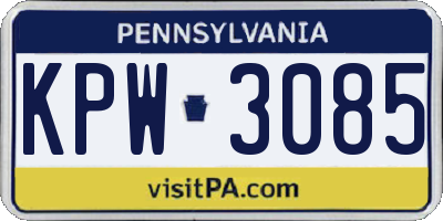 PA license plate KPW3085