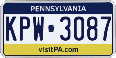 PA license plate KPW3087