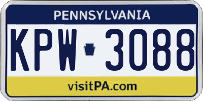 PA license plate KPW3088