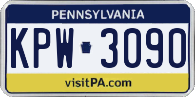 PA license plate KPW3090