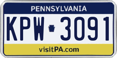 PA license plate KPW3091