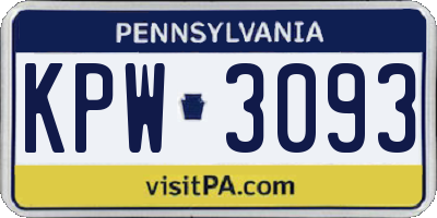 PA license plate KPW3093
