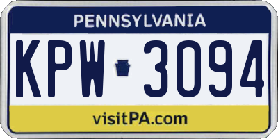 PA license plate KPW3094