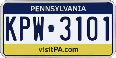 PA license plate KPW3101