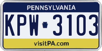 PA license plate KPW3103