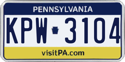 PA license plate KPW3104