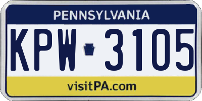 PA license plate KPW3105