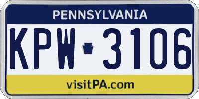 PA license plate KPW3106