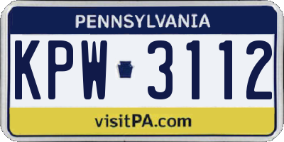 PA license plate KPW3112