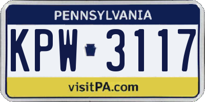 PA license plate KPW3117