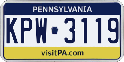 PA license plate KPW3119