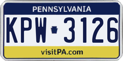 PA license plate KPW3126