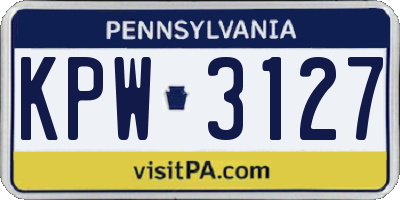 PA license plate KPW3127
