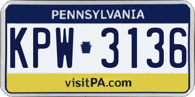 PA license plate KPW3136