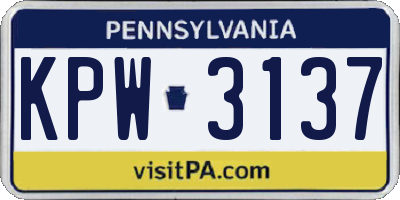 PA license plate KPW3137