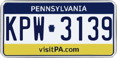 PA license plate KPW3139