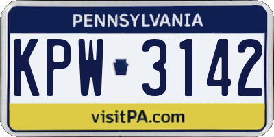 PA license plate KPW3142