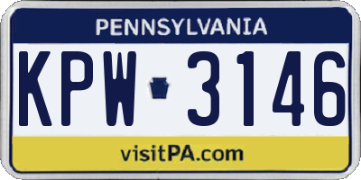 PA license plate KPW3146